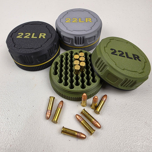22 LR Mini Ammo Storage Case Container 55 Rounds with Screw On Lid - 3 Pack