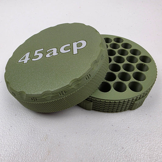 45 ACP Ammo Box Storage Case Container Holds 37 Rounds Screw On Lid - 3D Printed