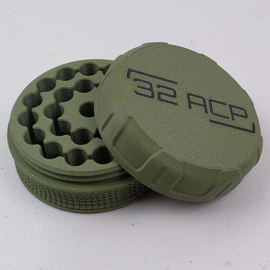32 ACP Ammo Box Storage Case Container 25 Rounds with Screw On Lid 3D Printed