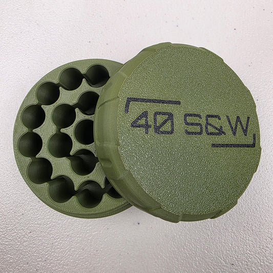 40 S&W Ammo Box Storage Case Container 20 Rounds with Screw On Lid 3D Printed