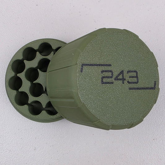 .243 Win Ammo Box Storage Case Container 16 Rounds with Screw On Lid 3D Printed
