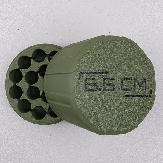 6.5 CM Ammo Box Storage Case Container 16 Rounds with Screw On Lid 3D Printed